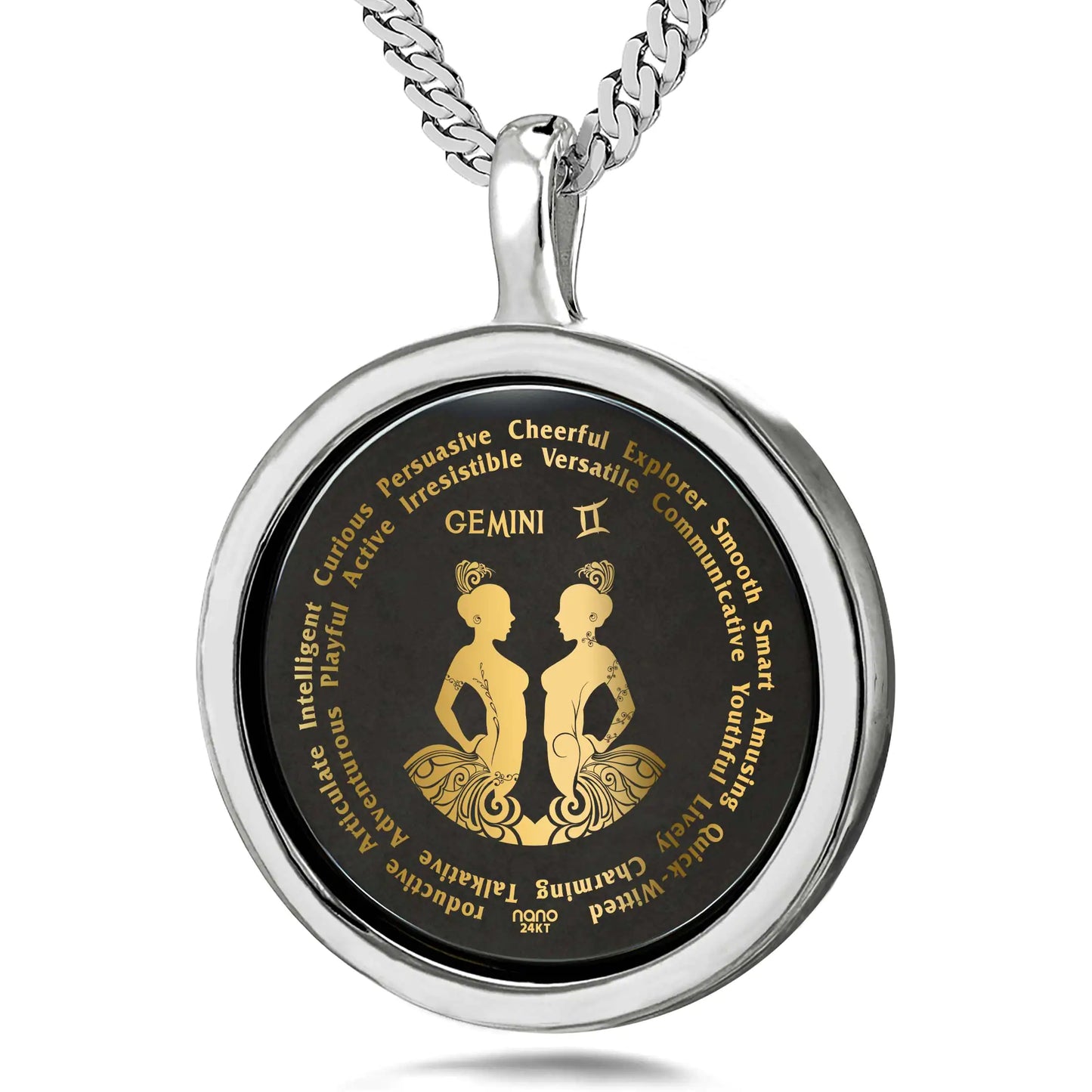 Gemini Necklaces for Lovers of the Zodiac 24k Gold Inscribed