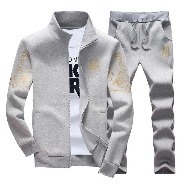 Men's Zipper Sweat Suit Set