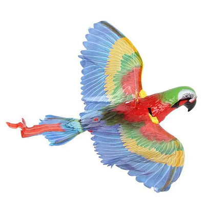 LOMIMOS Flying Interactive Bird Cat Toy, Hanging Spinning Simulation Bird for Indoor Ceiling Kitten Play Chase Exercise Eliminating Boredom(Parrot)