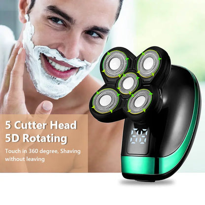 Elevate Your Grooming Game with the 5 In 1 4D Men's Rechargeable Bald Head Electric Shaver!