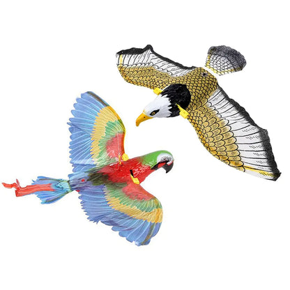 LOMIMOS Flying Interactive Bird Cat Toy, Hanging Spinning Simulation Bird for Indoor Ceiling Kitten Play Chase Exercise Eliminating Boredom(Parrot)