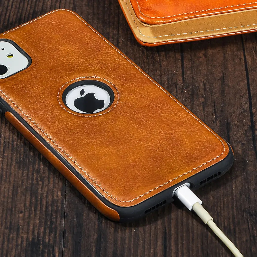 Elevate Your iPhone Style with the Solid Color PU Leather Phone Case!