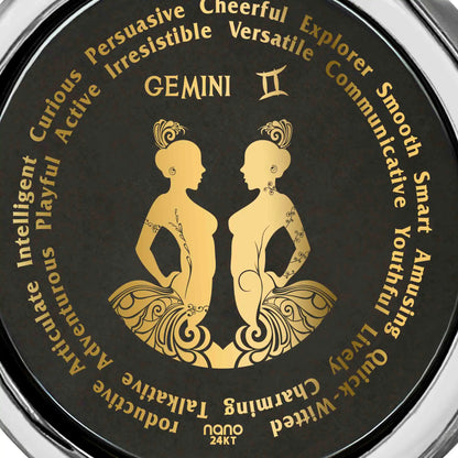 Gemini Necklaces for Lovers of the Zodiac 24k Gold Inscribed