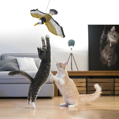 LOMIMOS Flying Interactive Bird Cat Toy, Hanging Spinning Simulation Bird for Indoor Ceiling Kitten Play Chase Exercise Eliminating Boredom(Parrot)