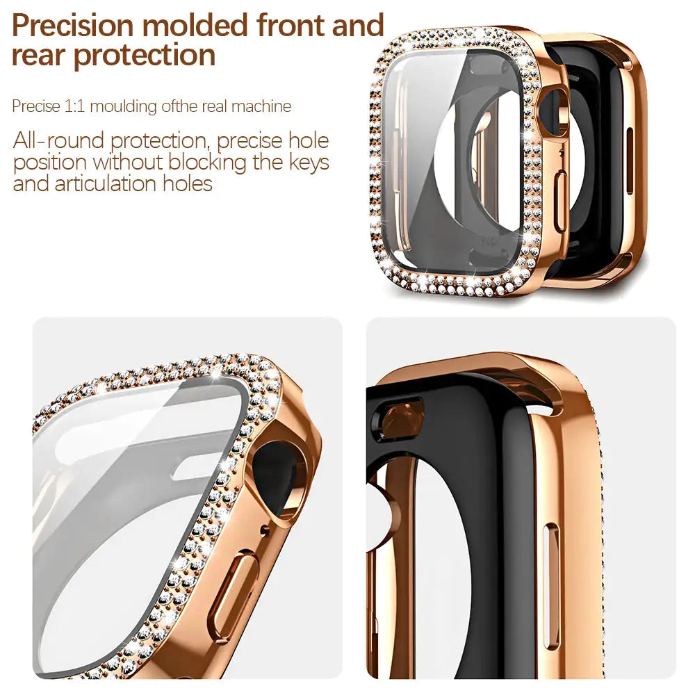 Elevate Your Apple Watch Style with Bling Glass + Cover Case!