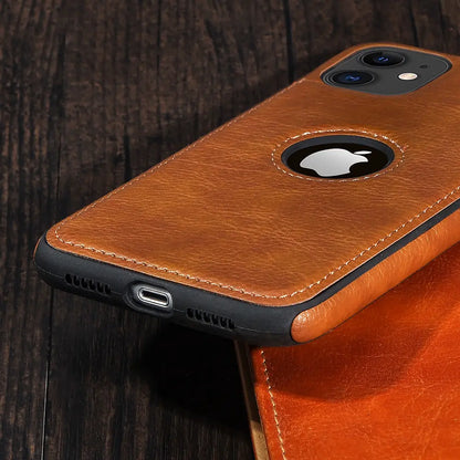 Elevate Your iPhone Style with the Solid Color PU Leather Phone Case!