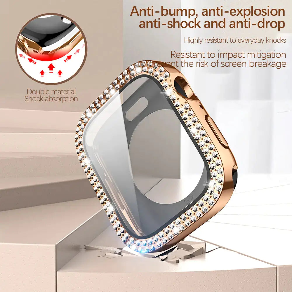 Elevate Your Apple Watch Style with Bling Glass + Cover Case!