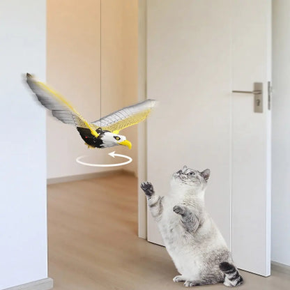 LOMIMOS Flying Interactive Bird Cat Toy, Hanging Spinning Simulation Bird for Indoor Ceiling Kitten Play Chase Exercise Eliminating Boredom(Parrot)