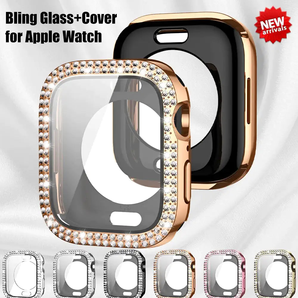 Elevate Your Apple Watch Style with Bling Glass + Cover Case!